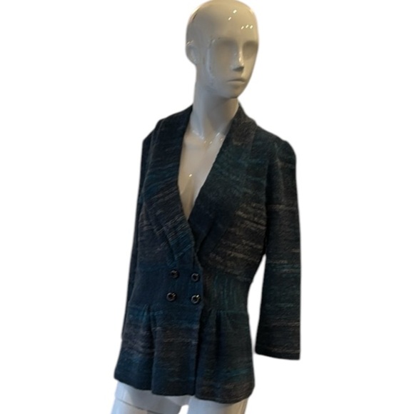 Classiques Entier Blue Double Breasted Wool Blend Knit Jacket or Cardigan Size M - Picture 10 of 12